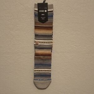 Stance Multicolor Striped Socks - Blue and Brown, Mens L 9-13 Cotton Blend Crew